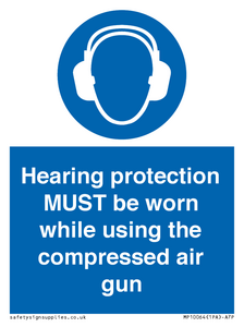 Hearing protection MUST be worn while using the compressed air gun